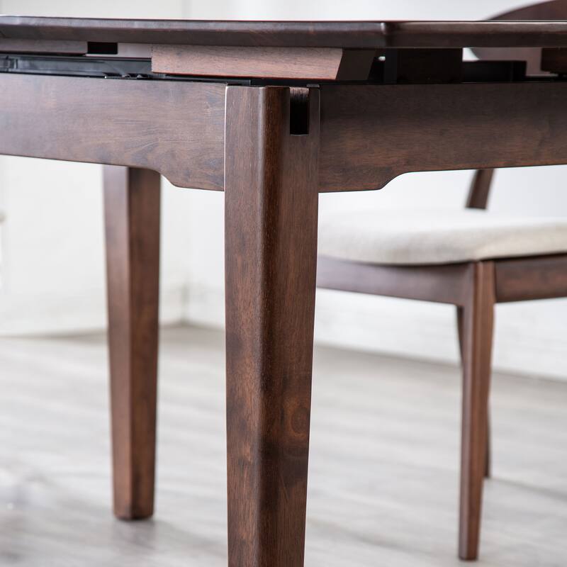 Furniture of America Abigail VIII Mid-Century Modern Rich Walnut Extendable Self-Storing 64-inch Dining Table