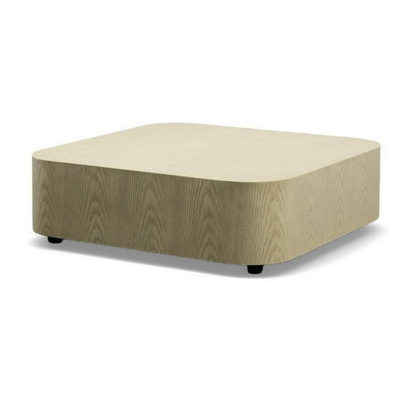 Cid Macy 36 Inch Low Coffee Table, Square Modern Style, Beige Brown Finish