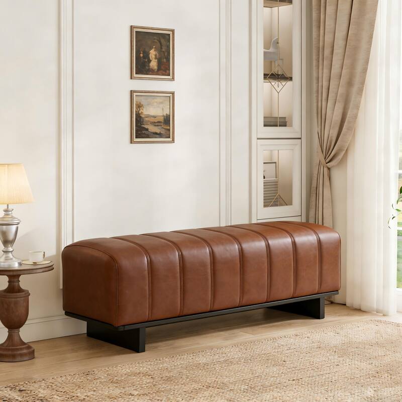 Christopher Knight Home - Modern Upholstered Dining Bench with Faux Fur Tufted Seating - Brown