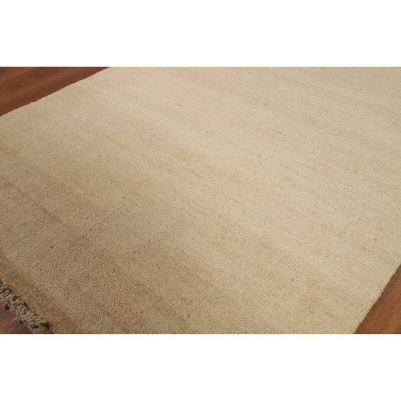 Modern Beige Gabbeh Oriental Foyer Rug Hand-Knotted Wool Carpet - 2'9"x 3'11"
