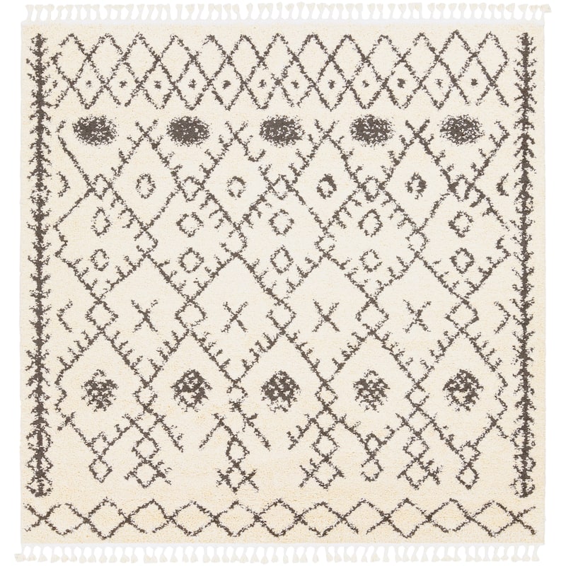 Livabliss Ophelia Moroccan Shag Area Rug - Beige - 7'10" Square