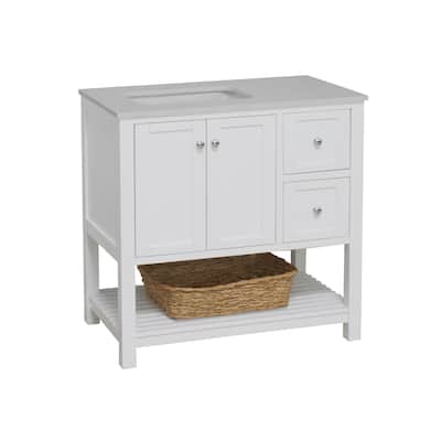 KitchenBathCollection Lakeshore 36" Bathroom Vanity with Engineered White Top