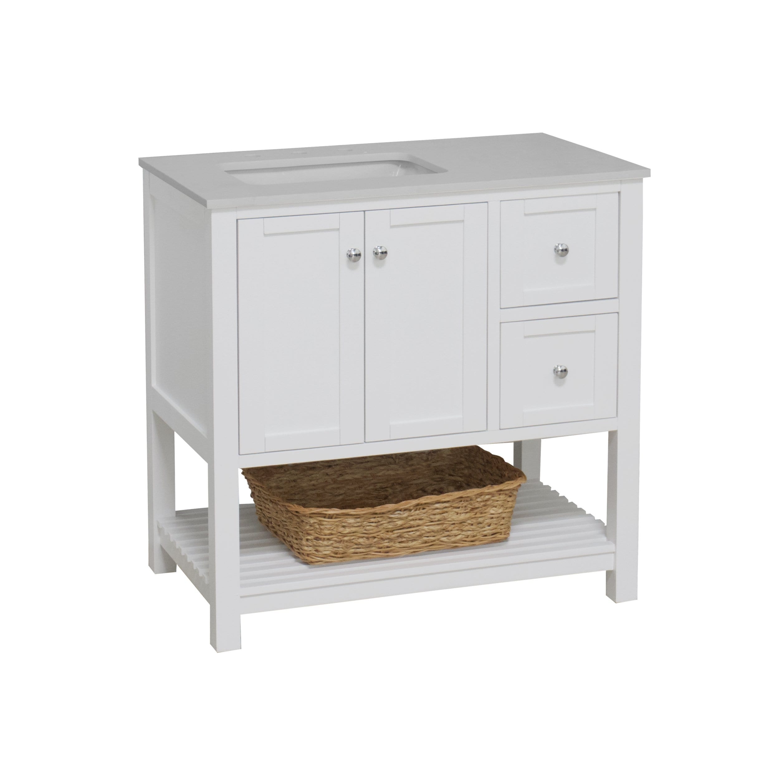 KitchenBathCollection Lakeshore 36" Bathroom Vanity with Engineered White Top