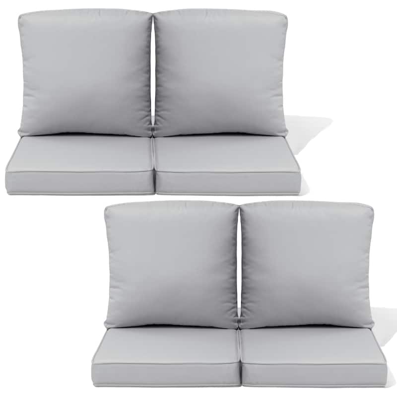 21 W in x 22 D in. Outdoor Deep Seat Chair Cushion Set Dining Patio Chair Pad Set - 4-Seater - Light Grey