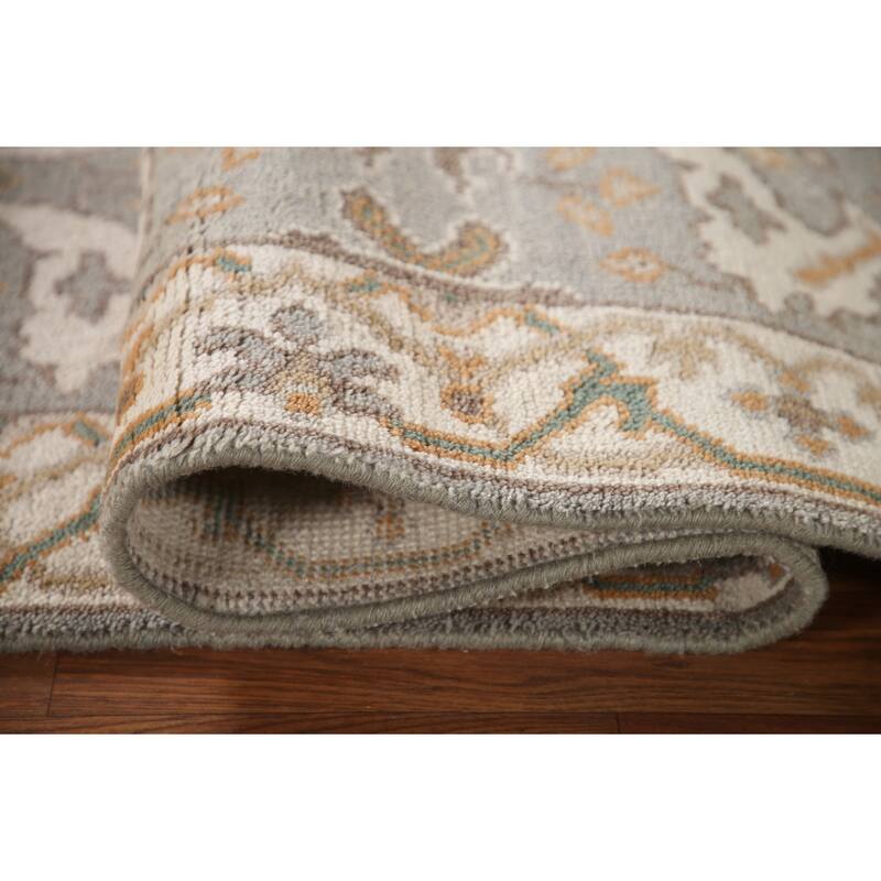 All-Over Oushak Oriental Runner Rug Hand-knotted Wool Carpet - 2'8"x 9'11"