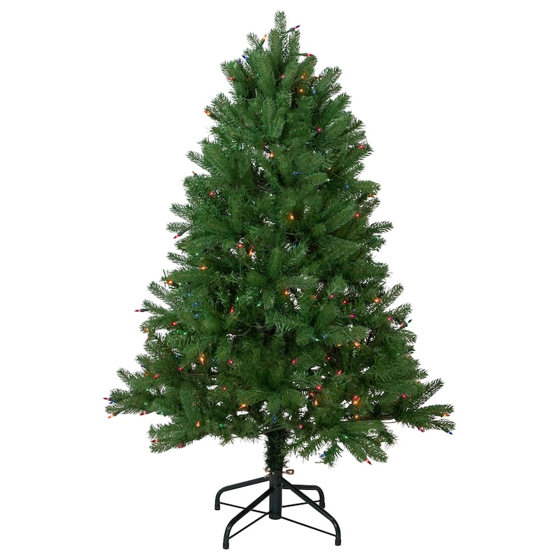 4' Full Sierra Noble Fir Artificial Christmas Tree, Multi Lights - 4 Foot