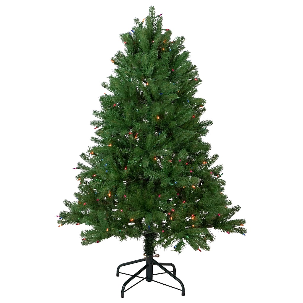 4' Full Sierra Noble Fir Artificial Christmas Tree, Multi Lights - 4 Foot
