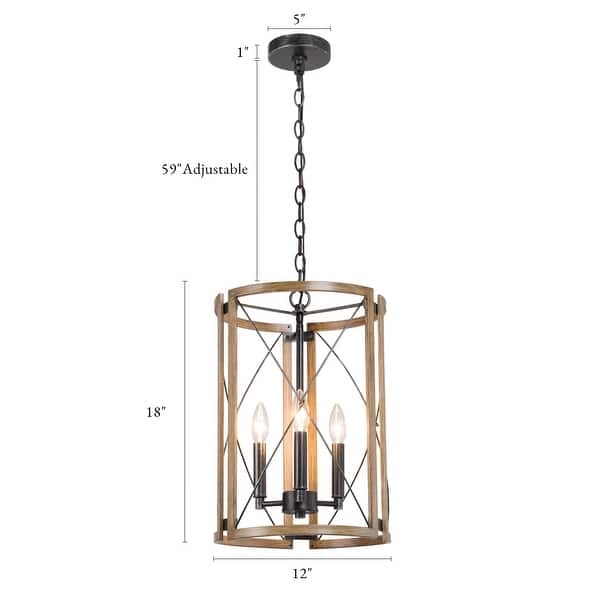 dimension image slide 1 of 3, Modern Farmhouse Cylinder Pendant Light Wood Grain Island Light for Kitchen Island Dining Room