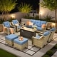 preview thumbnail 4 of 71, OVIOS 10-piece Patio Wicker Swivel Rocking Chair Set With Fire Pit