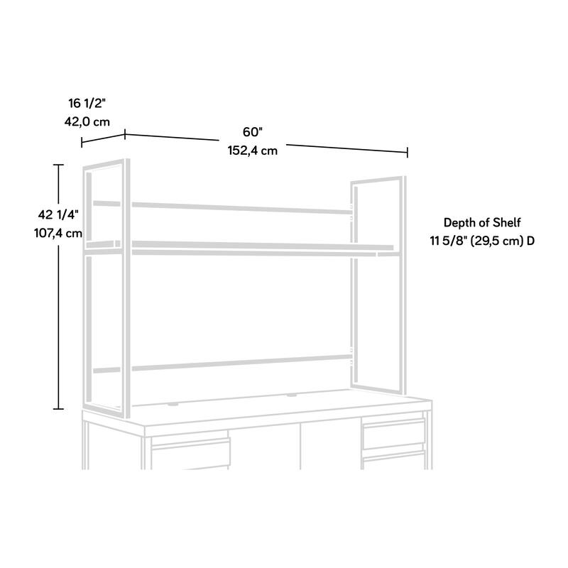 Wood Hutch with 1-Inch Thick Top, Brown - 60.00" W x 16.54" D x 42.28" H