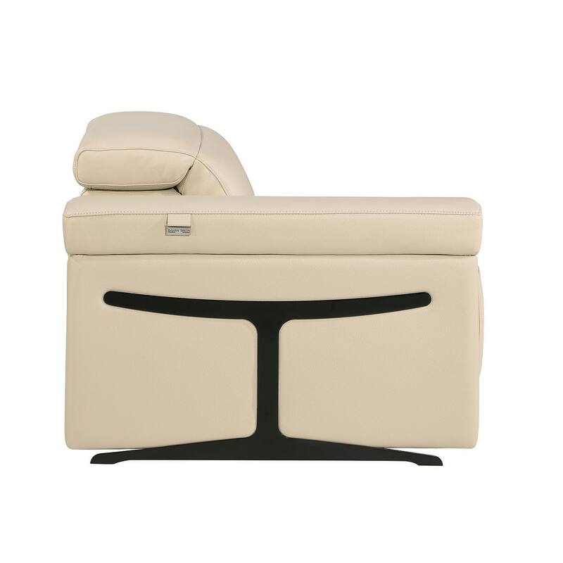 HomeRoots Beige Italian Leather Power Reclining U Shaped Ten Piece Corner Sectional With Console