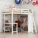 preview thumbnail 2 of 26, Full Size Loft Bed with Wardrobe and Desk, Maximized Space, White
