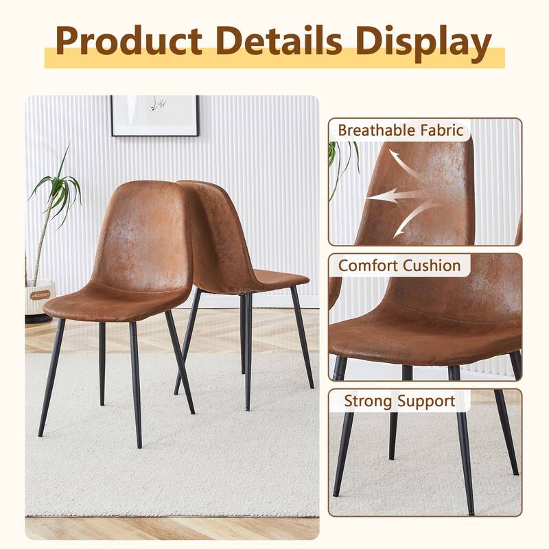 5-piece Natural and Black Spliced Round Dining Table Set with Double-Layer Storage Shelf, Anti-Slip Feet