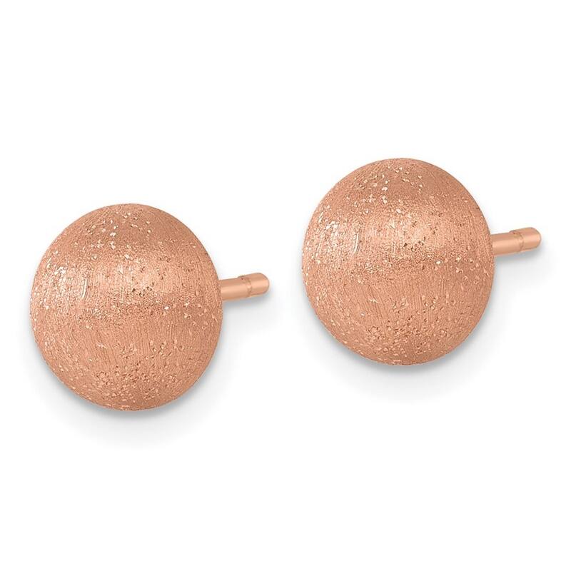 Curata 18k Rose Gold Textured 1/2 Round Button Earrings - 8mm
