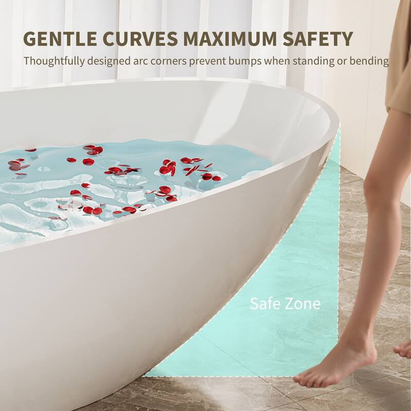 59" Glossy White Solid Surface Bathtub