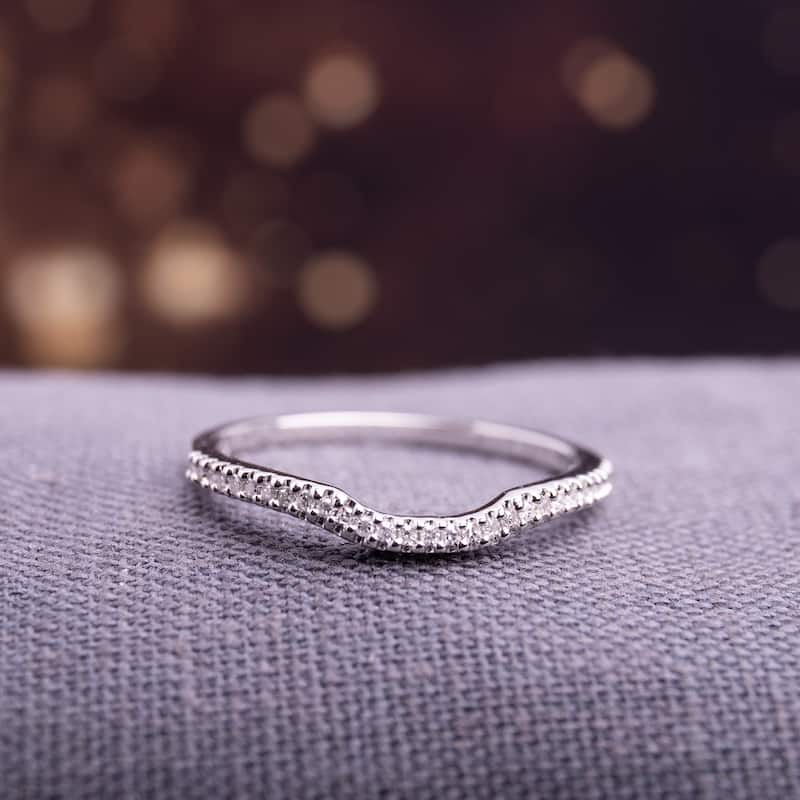 Miadora Sterling Silver 1/10ct TDW Diamond Anniversary Style Contour Stackable Wedding Band