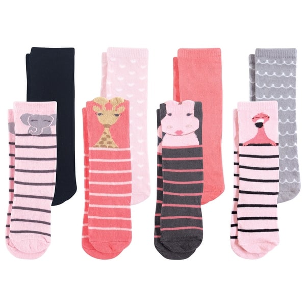 slide 1 of 1, Hudson Baby Infant Girl Cotton Rich Knee-High Socks, Safari Girl Safari Girl - 0-6 Months