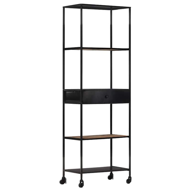 vidaXL Book Cabinet 23.6"x13.8"x70.9" Rough Mango Wood & Iron