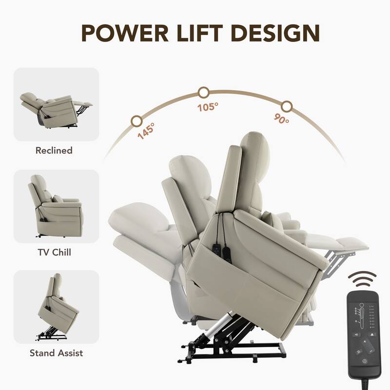 Spruce & Spring Dual Motors Lay Flat Recliner Lift Recliner for Elderly