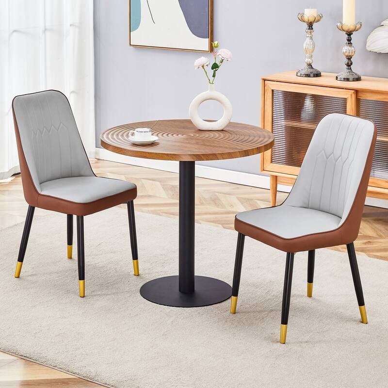 31.5 Inch Circular Dining Table with 4 Spliced Upholstered Chairs