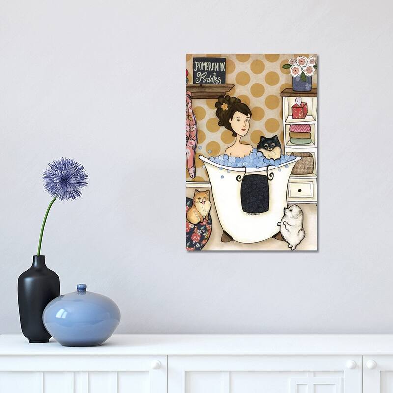 iCanvas "Pomeranian Puddles" by Jamie Morath Canvas Print - 18x12x1.5