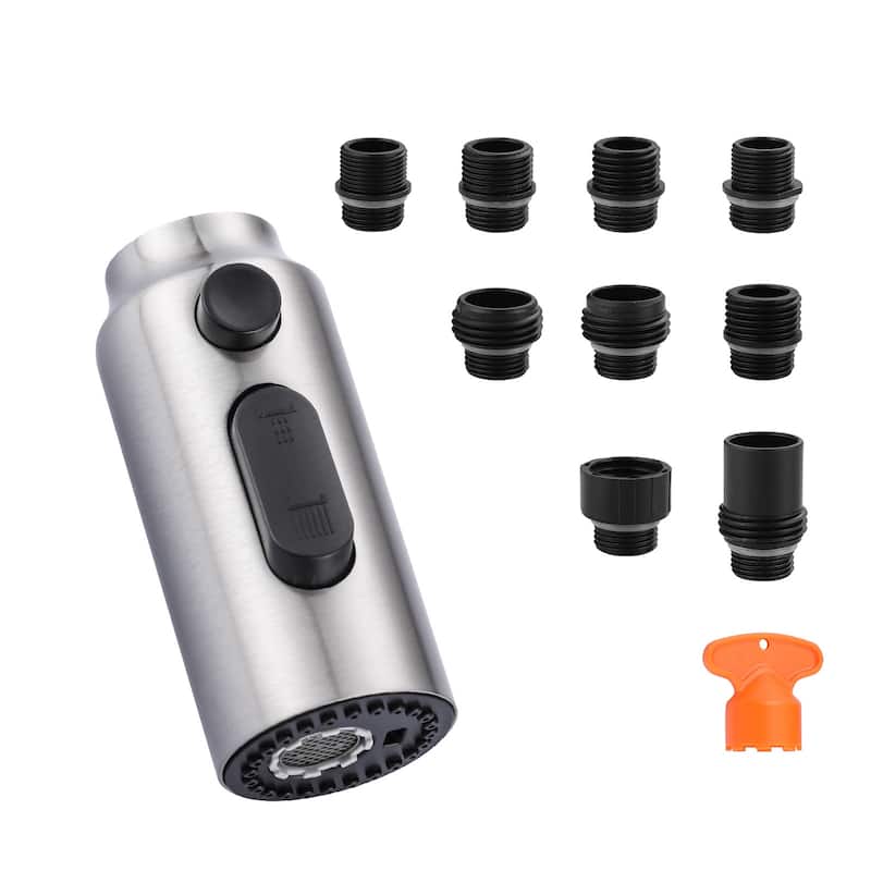 WOWOW Stainless Steel Pull Down Kitchen Faucet Sprayer with 9 Adapters - Brushed Nickel