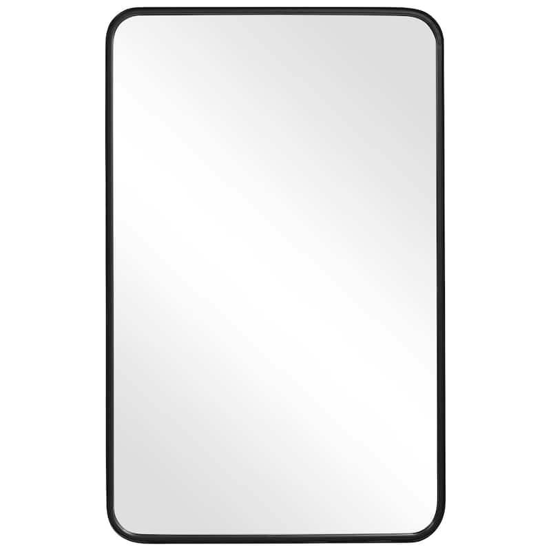 Copper Grove Satin Black Slim Framed Metal Wall Mirror