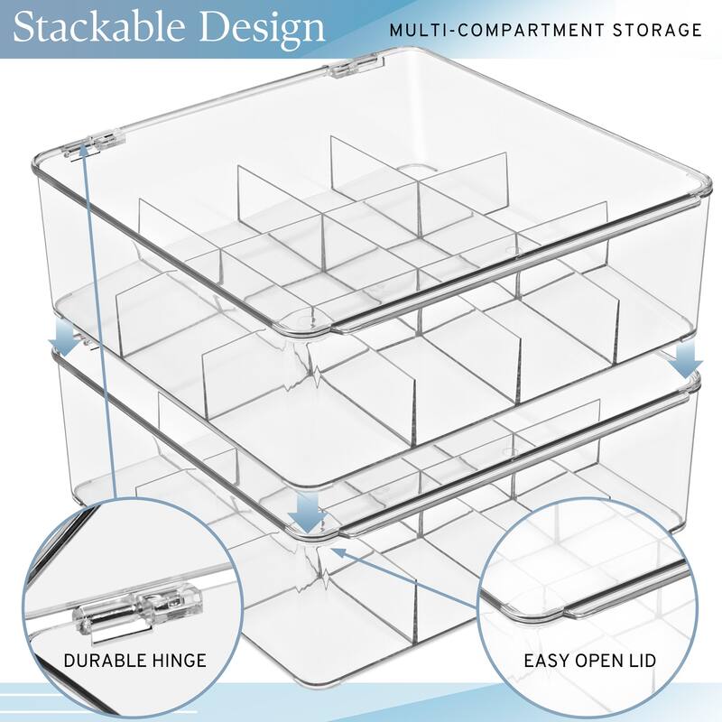 Sorbus Tea Bag Organizer, Stackable Tea Bag Storage Organizer with 12 Compartments and Hinged Lid