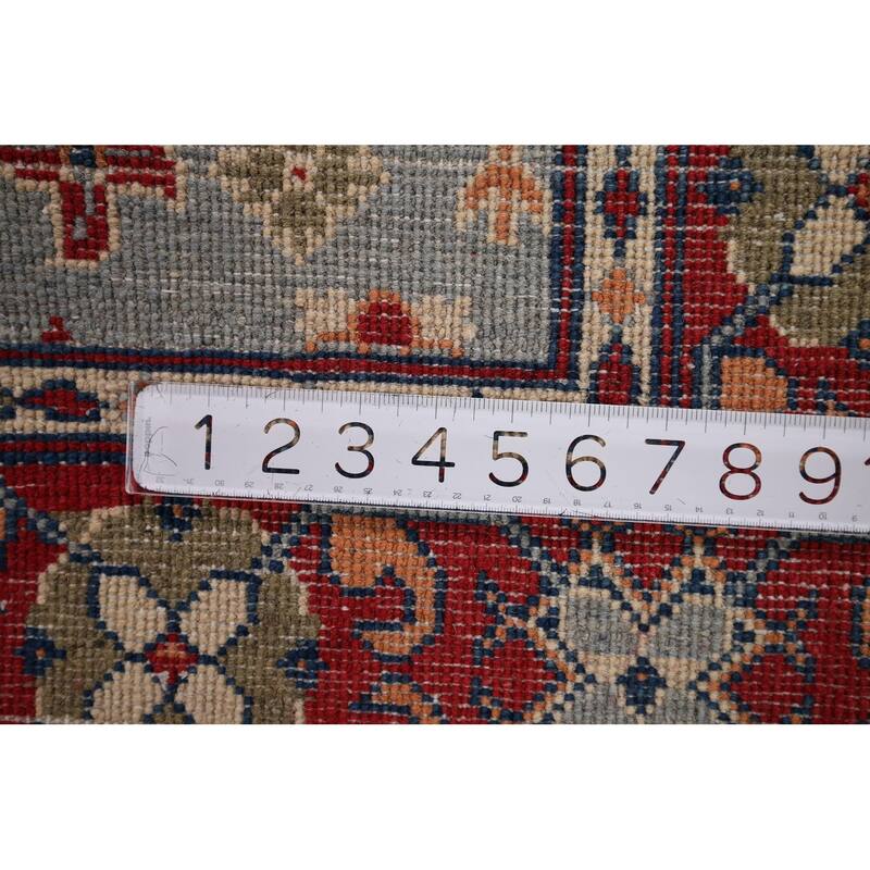 Light Blue Kazak Foyer Rug Hand-Knotted Wool Carpet - 3'3" x 4'11"