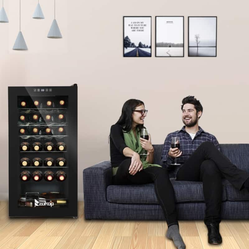 115V /60Hz 28Bottle/2.8Cu.Ft/80L/ Compressor Wine Cooler - Black - 16.93 x 17.72 x 33.07