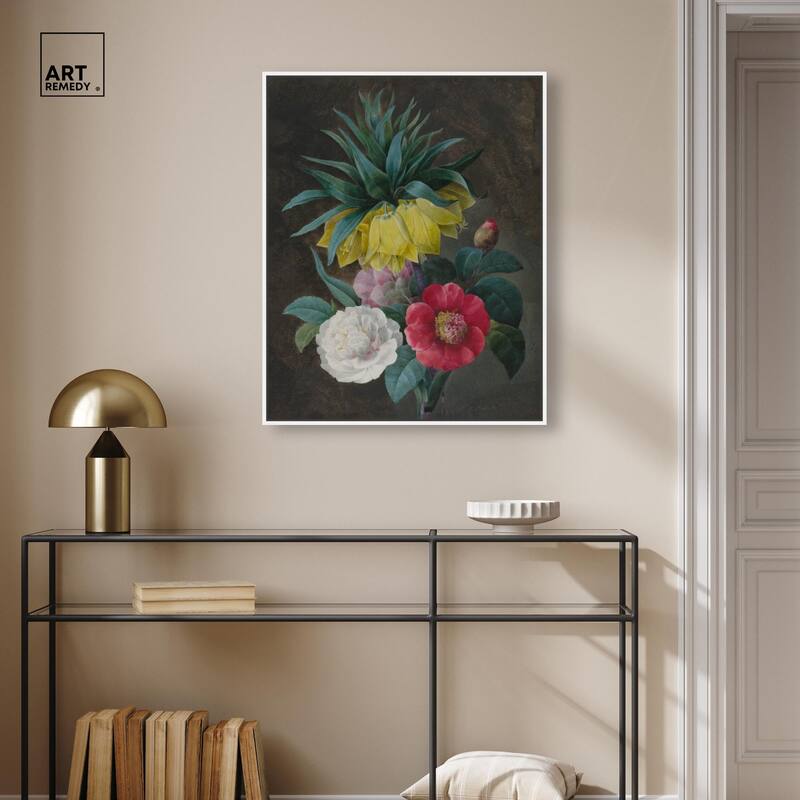 Four Peonies and a Crown Canvas by Art Remedy