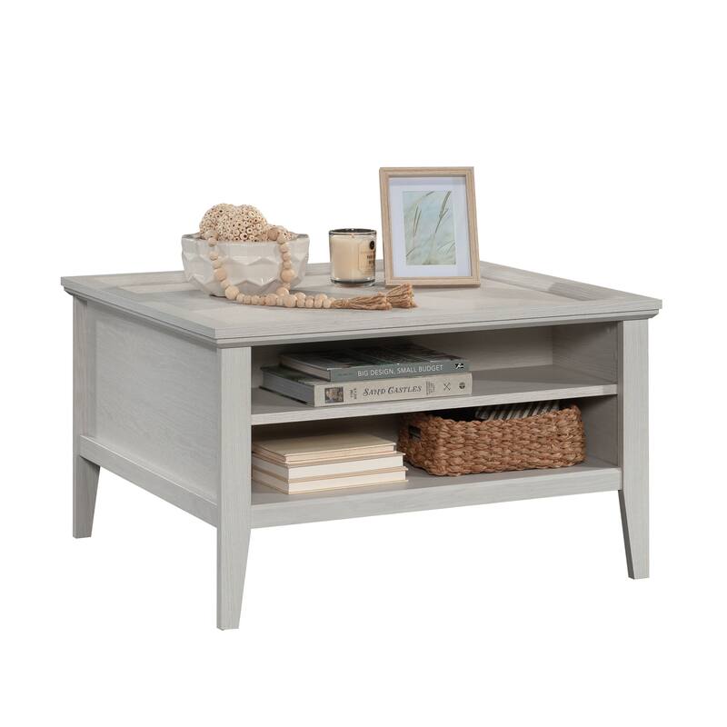Wood Coffee Table with Elegant Design, Light Gray - 31.89" L x 29.84" W x 18.54" H