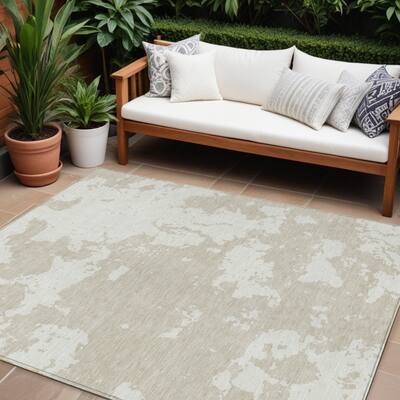 HomeRoots Abstract Transitional Rectangle Outdoor Rug