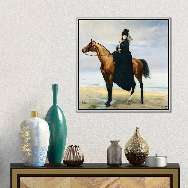 iCanvas "Equestrian Portrait of Mademoiselle Croizette, 1873" by Charles Emile Auguste Carolus-Duran Framed