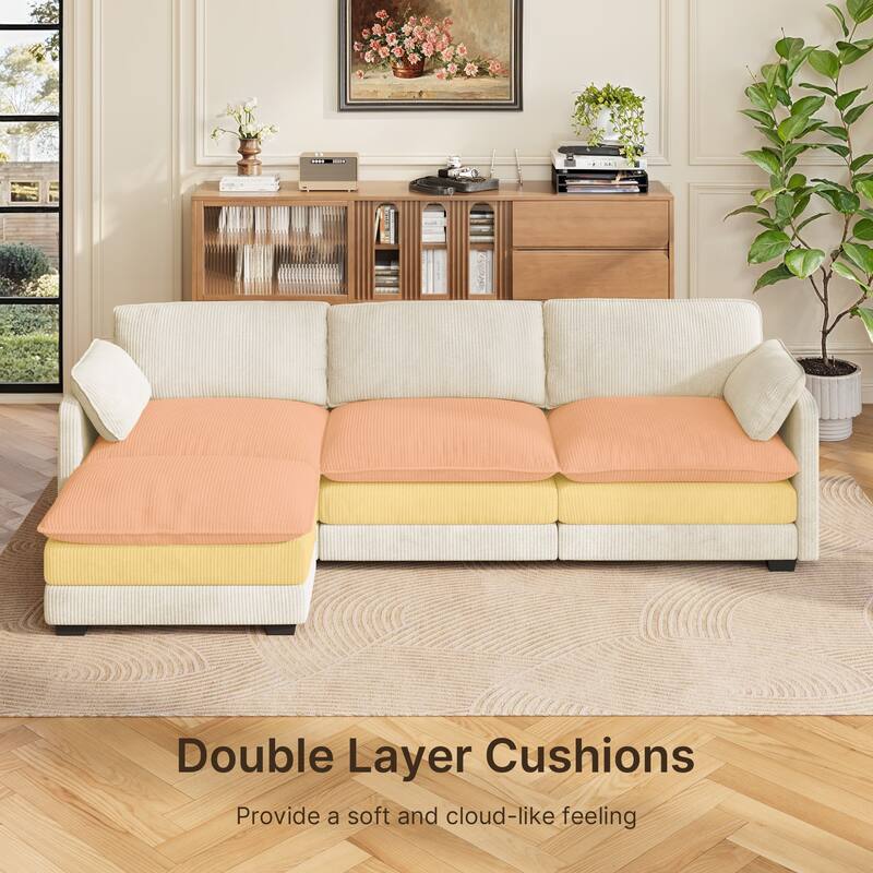110" Cloud Sectional Couch with L-Shape Chaise, Modern Modular Sofa with Soft Seat
