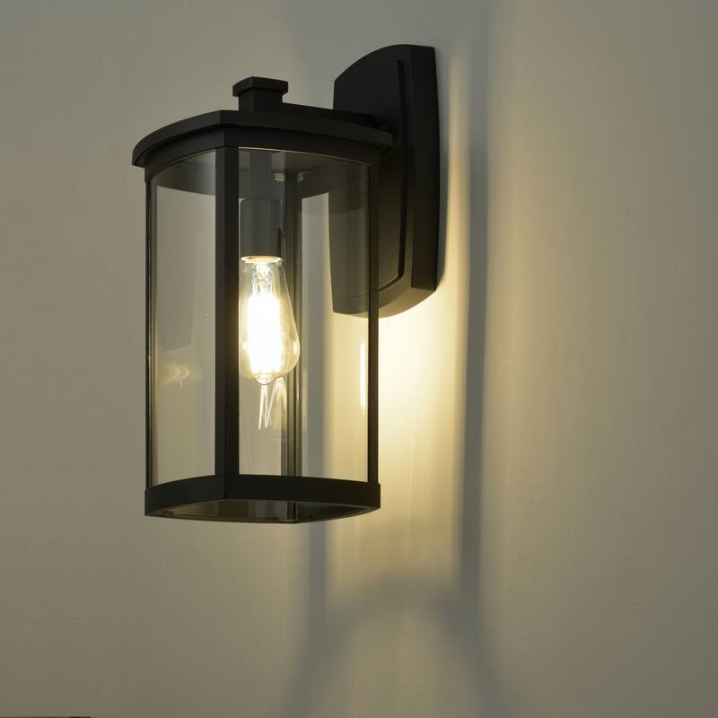 1-light Textured Black Outdoor Wall Lantern