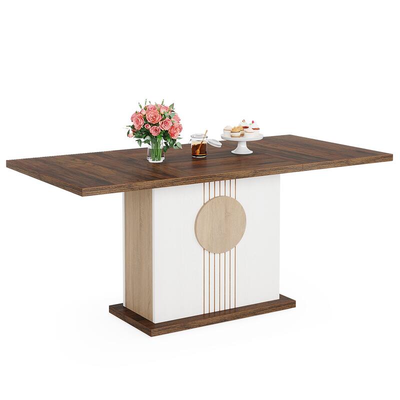 Wood Dinner Table, Kitchen Dining/Living Room Accent Dinner Table Gathering Table