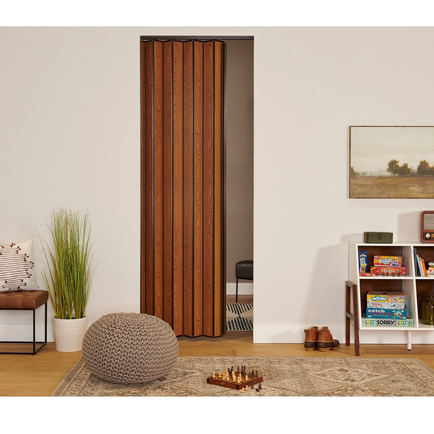 Spectrum Woodshire Oak MDF Folding Closet Door Accordion Door 36 x 96