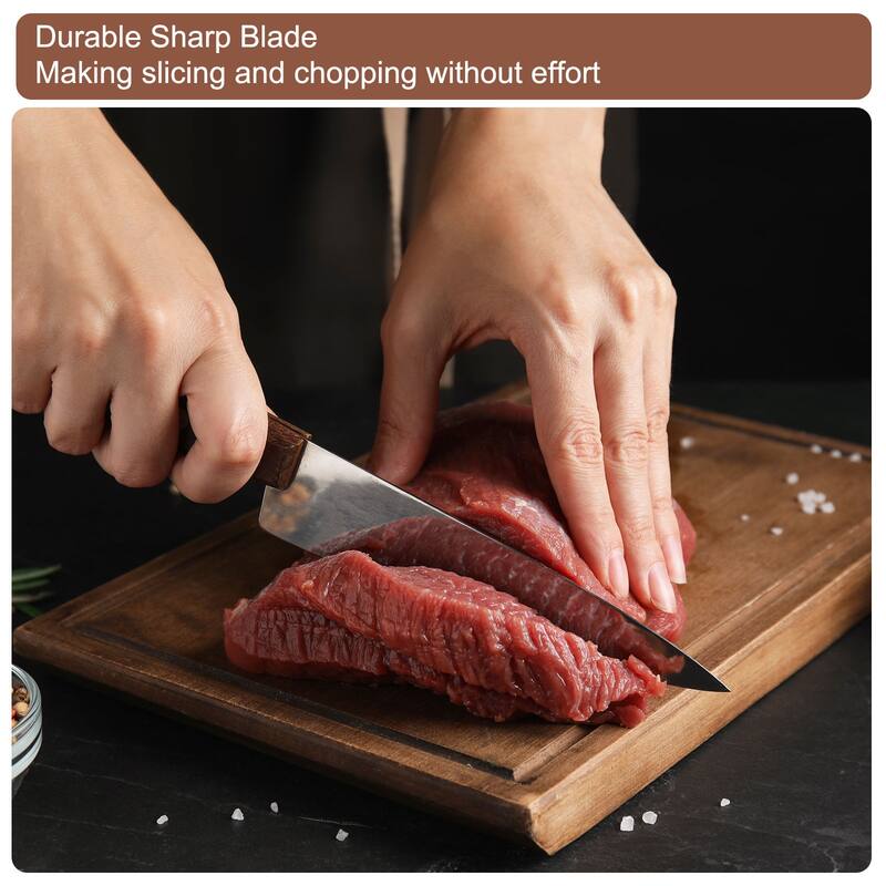 Kitchen Knife Set with Block, 6 Pcs Stainless Steel Knife Block Set