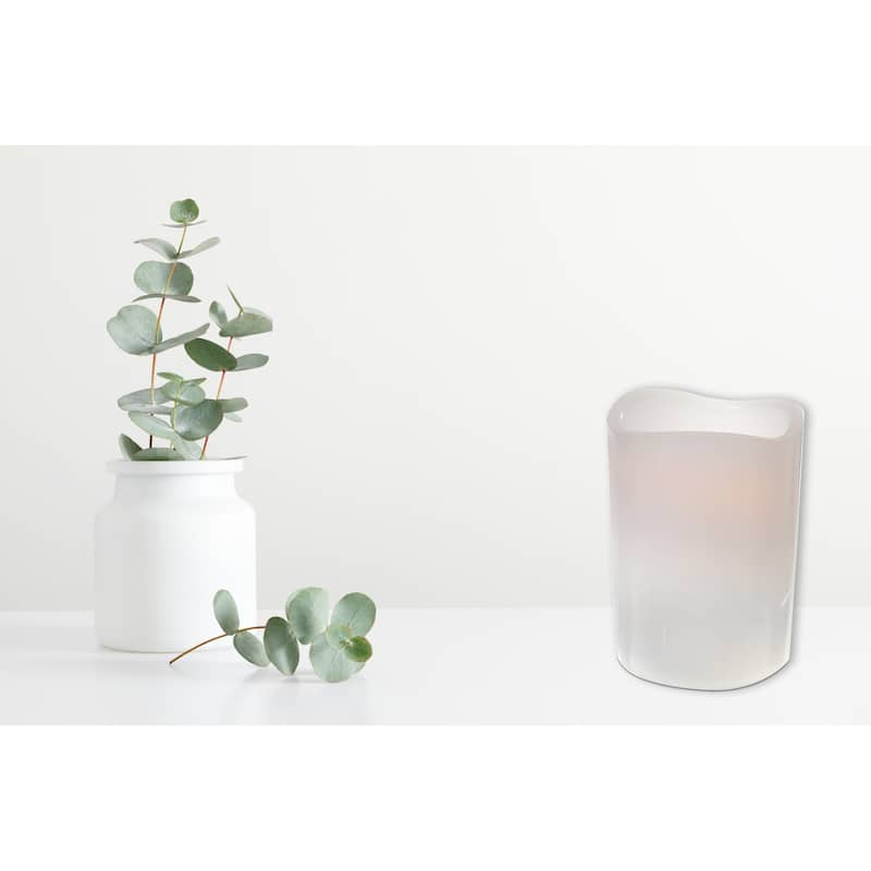 Led Wave Top Unscented White Candle With Timer 4X6" - Set of 2 - N/A