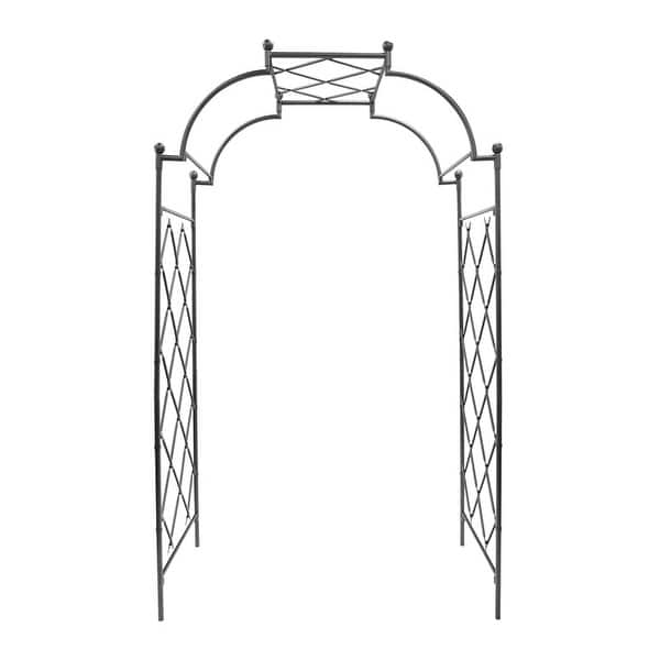 slide 2 of 5, Achla Designs 106"H Graphite Powdercoat Finish Wrought Iron Lattice Tunnel Arbor