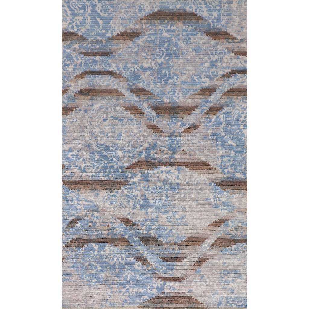 Striped / Modern Accent Rug Hand-Knotted Wool Carpet - 2'8"x 4'7"