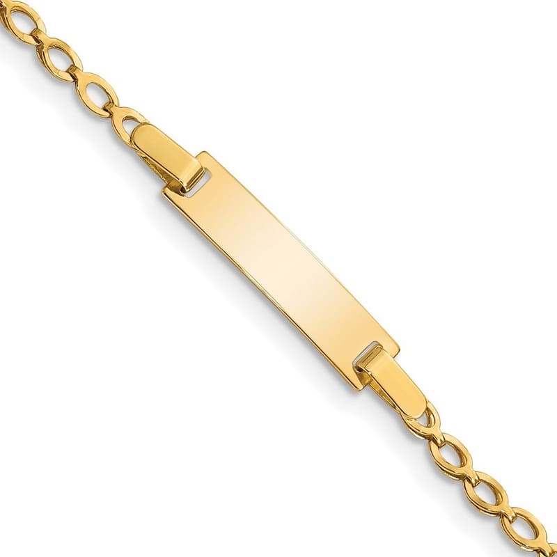 Curata 14k Yellow Gold Engravable Lobster Claw Closure Polished Baby ID Bracelet