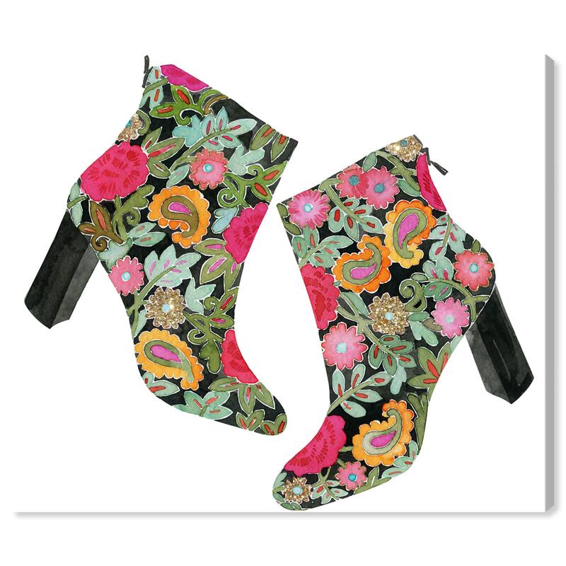 Oliver Gal 'Floral Brocade Booties' Fashion and Glam Wall Art Canvas ...