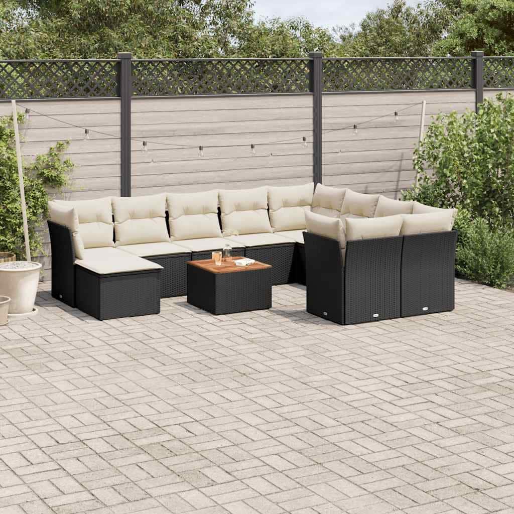 vidaXL Garden Sofa Set Black, Cream White - 21.7 x 21.7 x 14.6