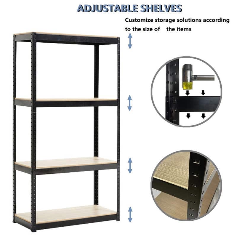 4 Tier Adjustable Garage Storage Shelving Unit Metal Utility Rack
