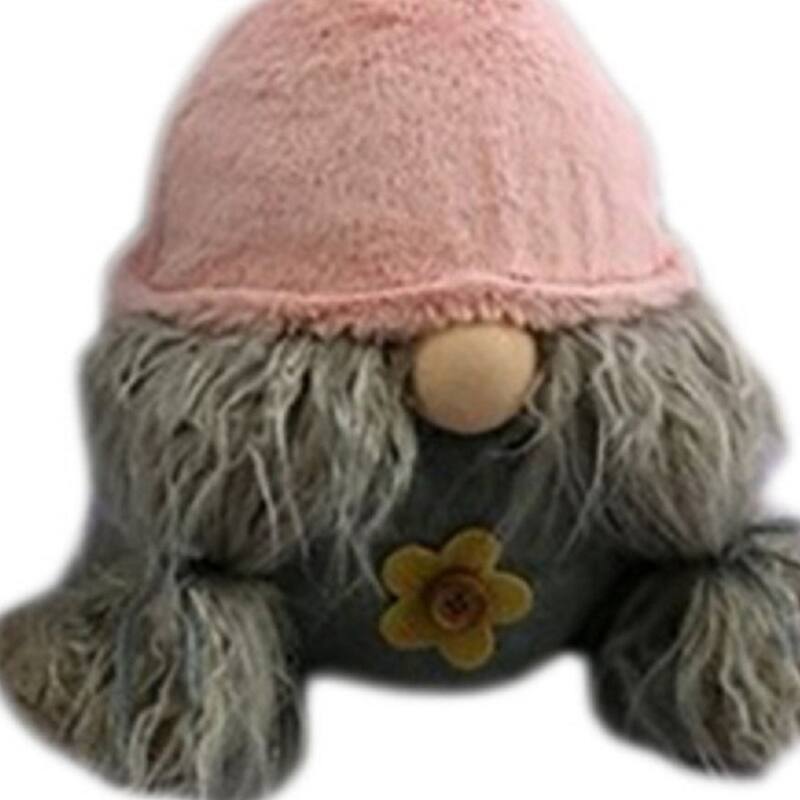 HomeRoots 19" Gray and Pink Fabric Bunny Ears Standing Gnome - 6.3' X '19.3' X '7.5