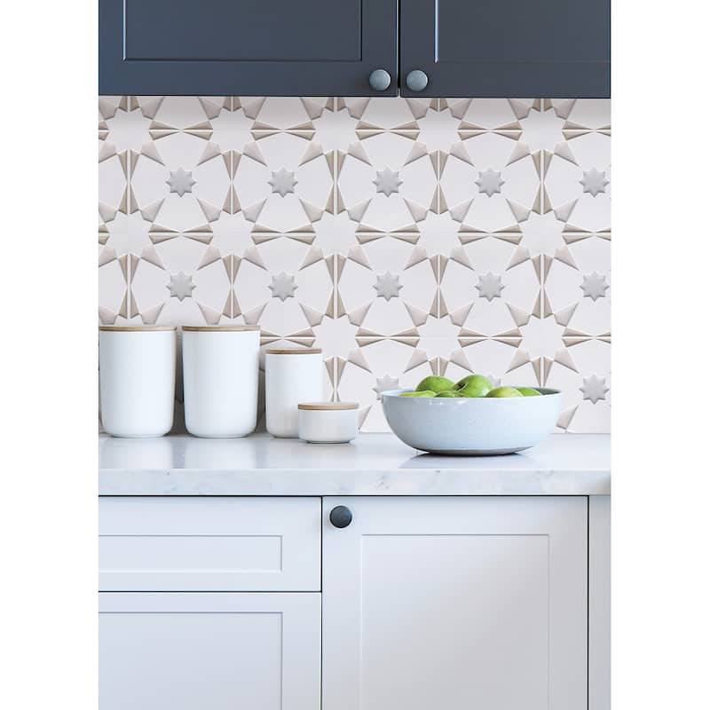 InHome Neutral Vega Peel & Stick Embossed Tile Backsplash
