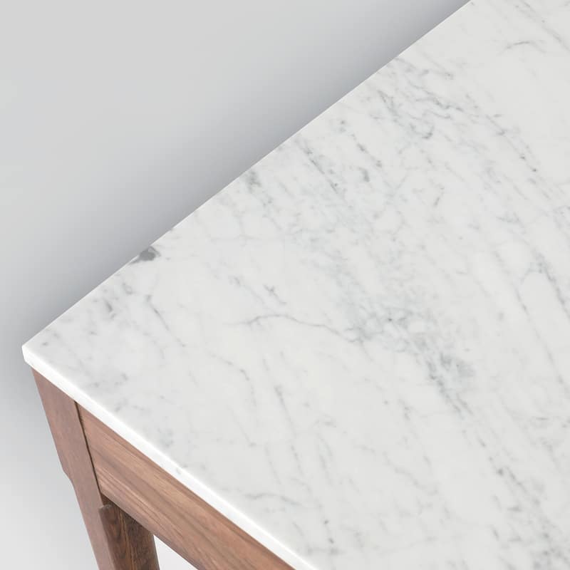 Meno 36" Rectangular Italian Carrara White Marble Console Table with Legs