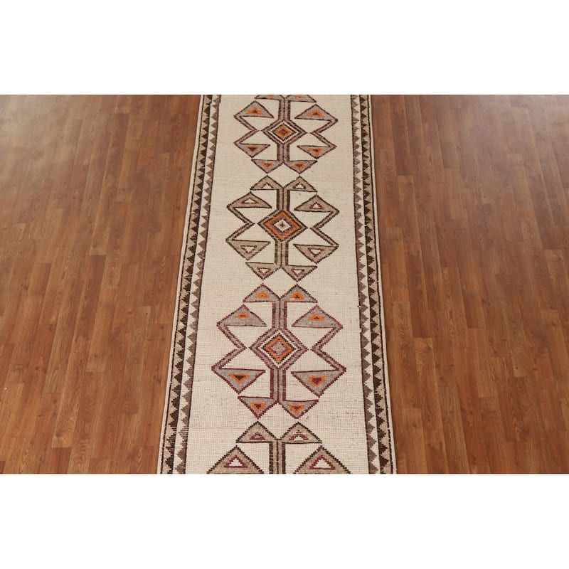 Natural Dye Anatolian Runner Rug Handmade Turkish Wool Carpet - 3'2"x 12'3"